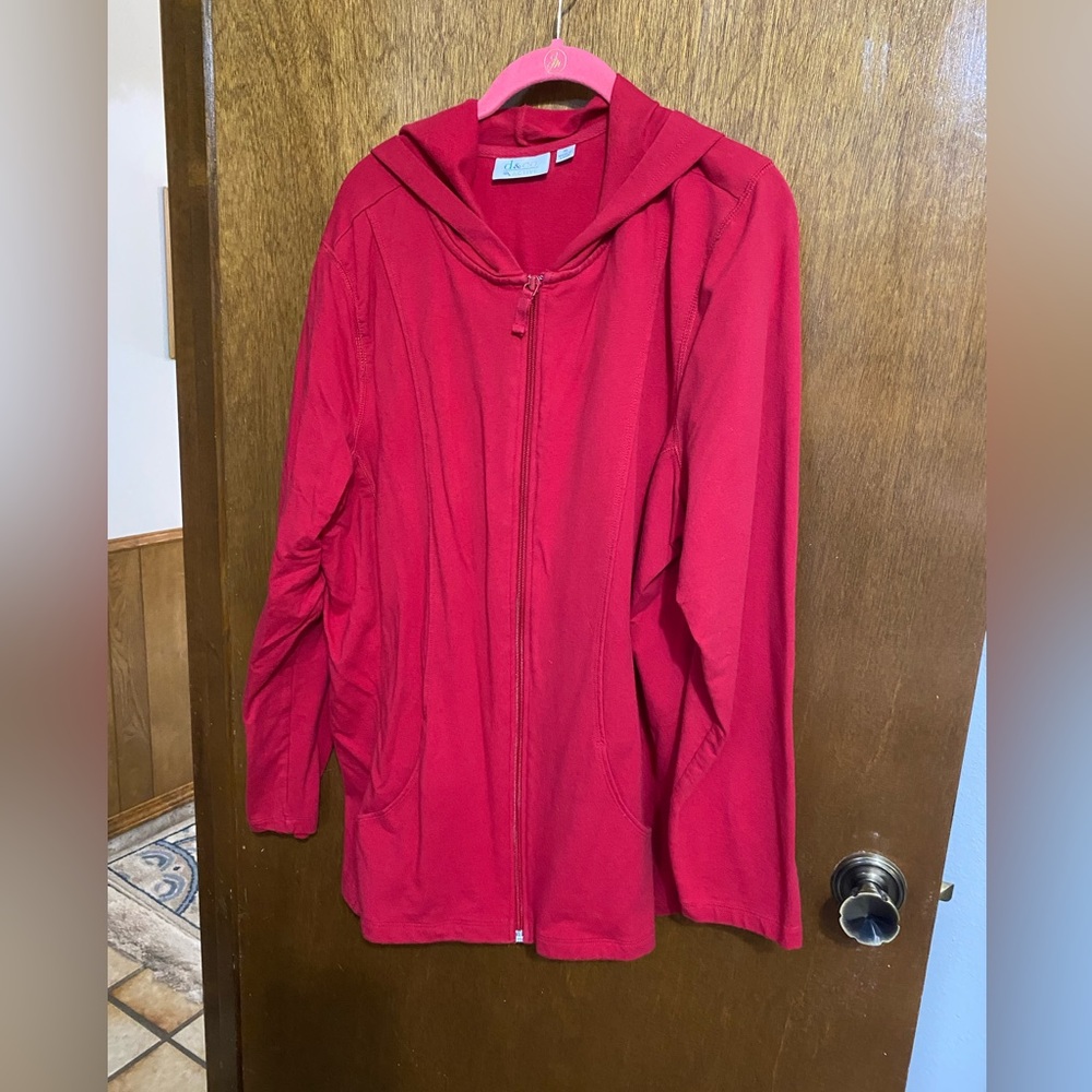 Red long sleeve hoodie.  Size XL.  Denim & Co. Brand